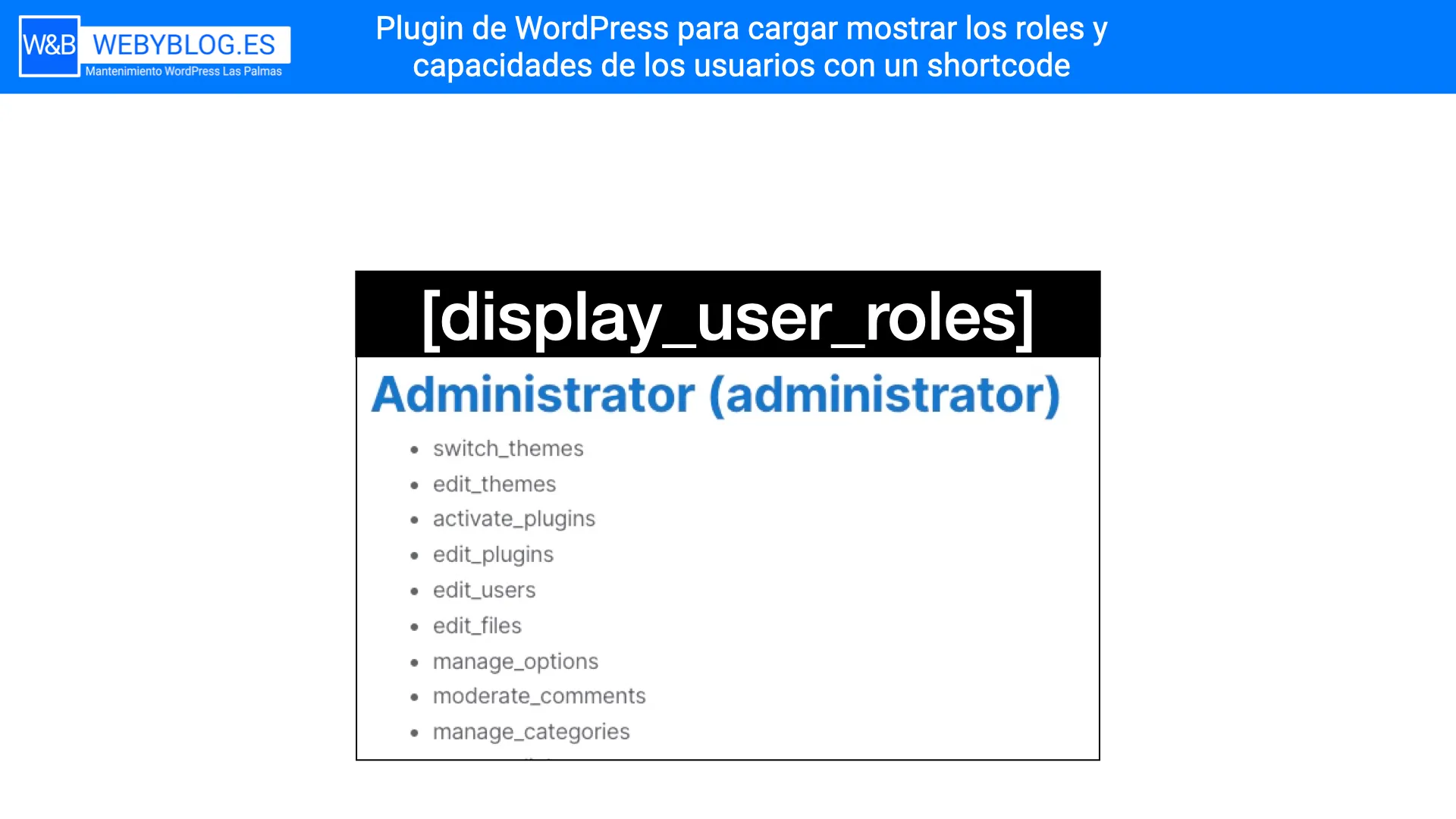 Plugin simple para mostrar los roles de usuario y sus capacidades en WordPress